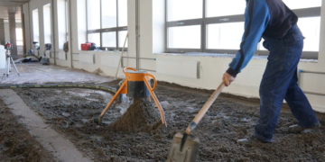 Технологический процесс машинной стяжки полов